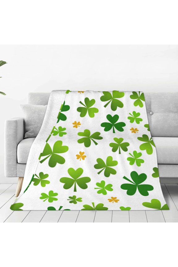 Throw Blanket St. Patrick's Day Warm Cozy Soft Lightweight Flannel Fleece Blanket for Bedroom Sofa Room Home Decorative Fuzzy Blanket 60"x50"