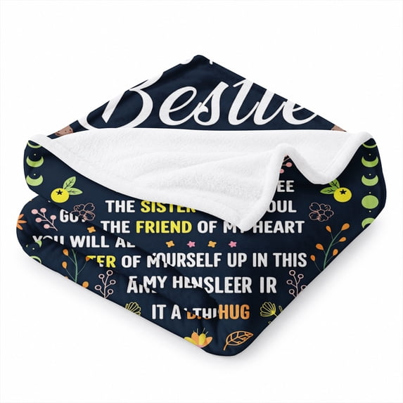 SPXUBZ To My Bestie Sister Quote Celestial Flannel Throw Blanket Cozy Soft Warm Fleece Blanket Best Friend Birthday Gift Bed Couch