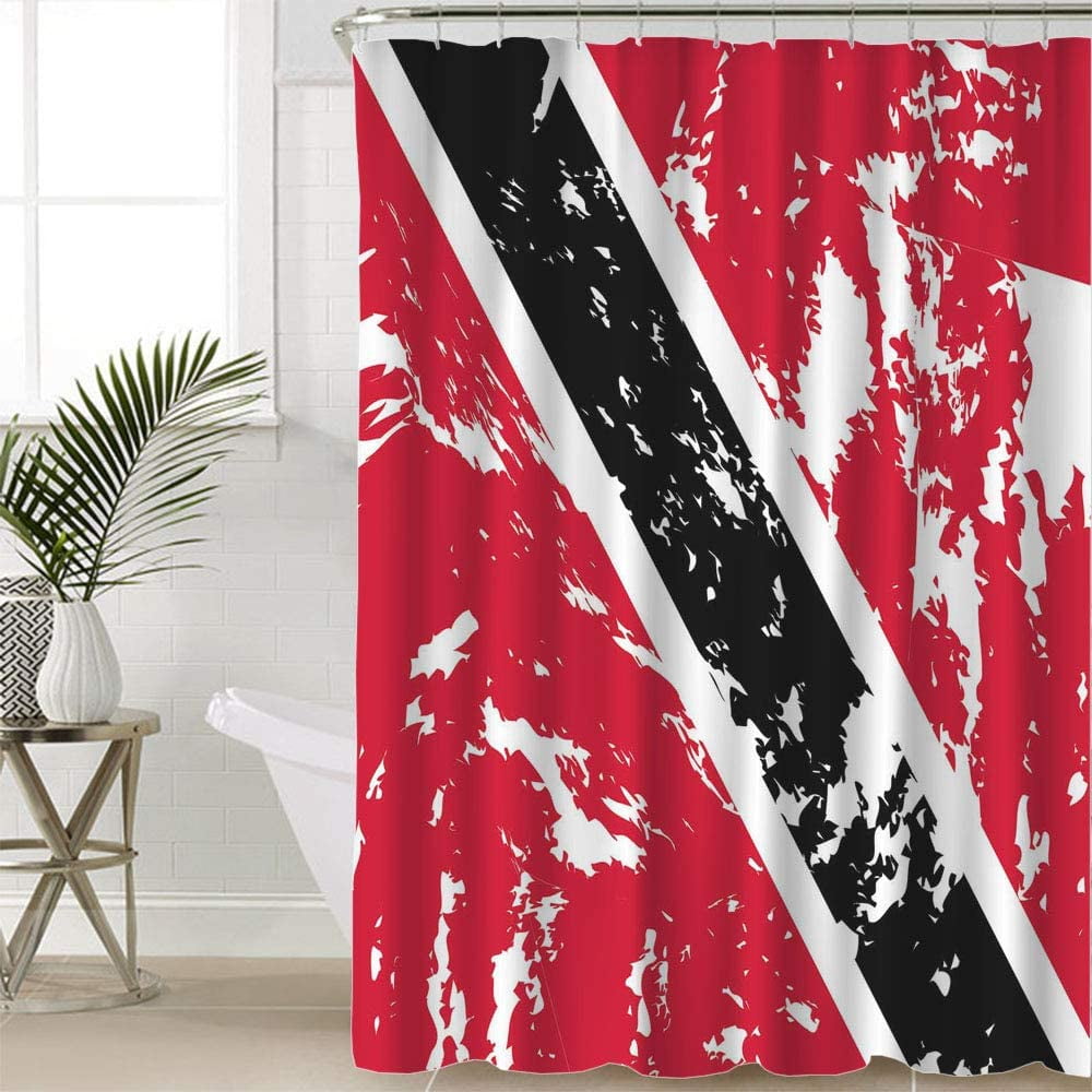 SPXUBZ Trinidad and Tobago Flag Shower Curtains for Bathroom Women Red