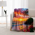 thumbnail image 1 of SPXUBZ Tropical Beach Throw Blanket 50x60 Inch, Sunset Landscape Soft Fleece Blanket, Cozy Vacation Style Home Decor 80"x60", 1 of 5