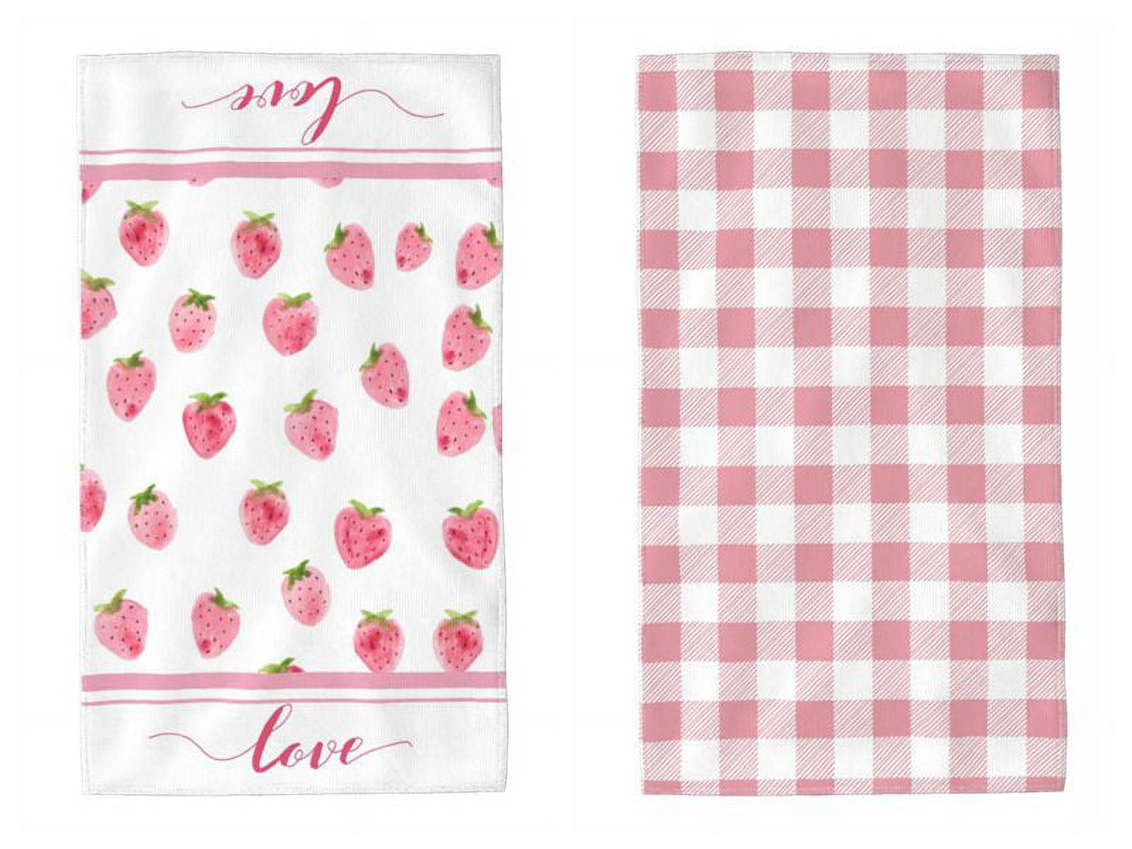 Set of 2 New Farmhouse Style Kitchen Towels Valentine's Day Buffalo Check  Heart