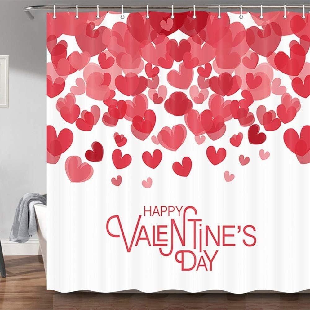 SPXUBZ Valentine's Day Shower Curtain, Creativity with 12 Hooks
