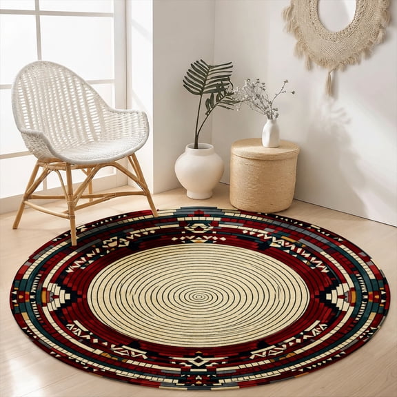 SPXUBZ Velvet Round Area Rug Abstract Hypnotic Spiral Pattern Circular Floor Mat Soft Non-Slip Retro Gothic Medallion Carpet for Living Room Throw Rug