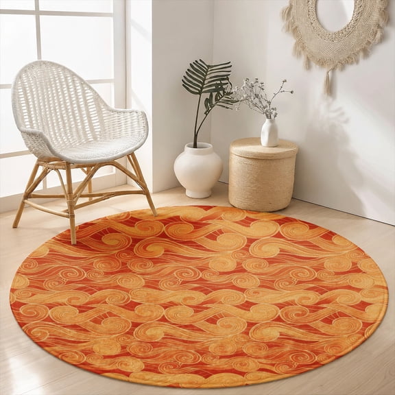 SPXUBZ Velvet Round Area Rug Warm Autumn Fallen Leaves Pattern Circular Floor Mat Soft Non-Slip Thanksgiving Holiday Nature Foliage Carpet for Bedroom Throw Rug