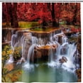 thumbnail image 1 of SPXUBZ Waterfall Shower Curtain Autumn Nature Landscape Theme Fall Forest Waterfall Scenery Print Pattern Bath Curtain Waterproof Set with 12 Plastic Hooks 72 x 72 Inch, 1 of 5