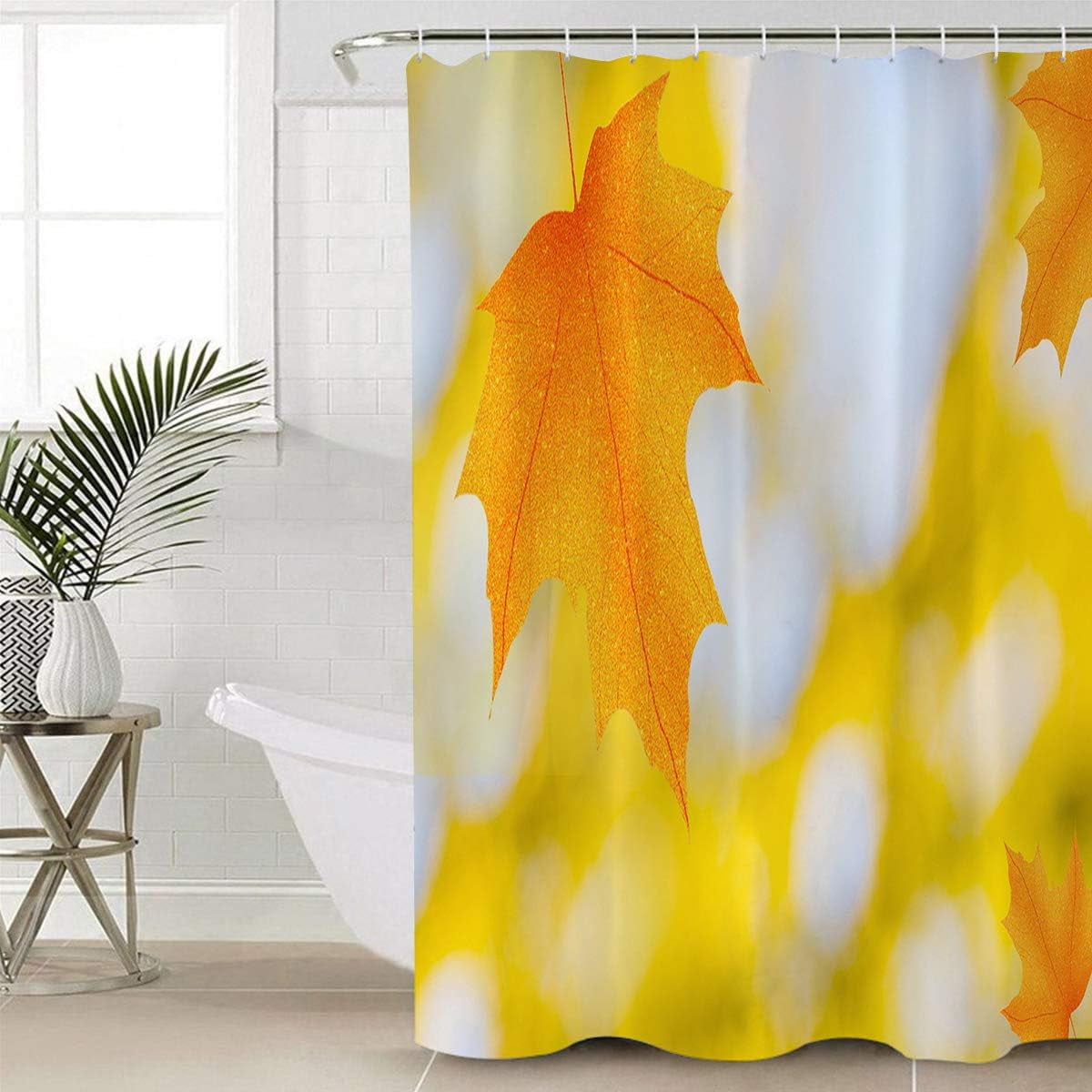 SPXUBZ Waterproof Shower Curtain Liner, Autumn Yellow Leaves Shower