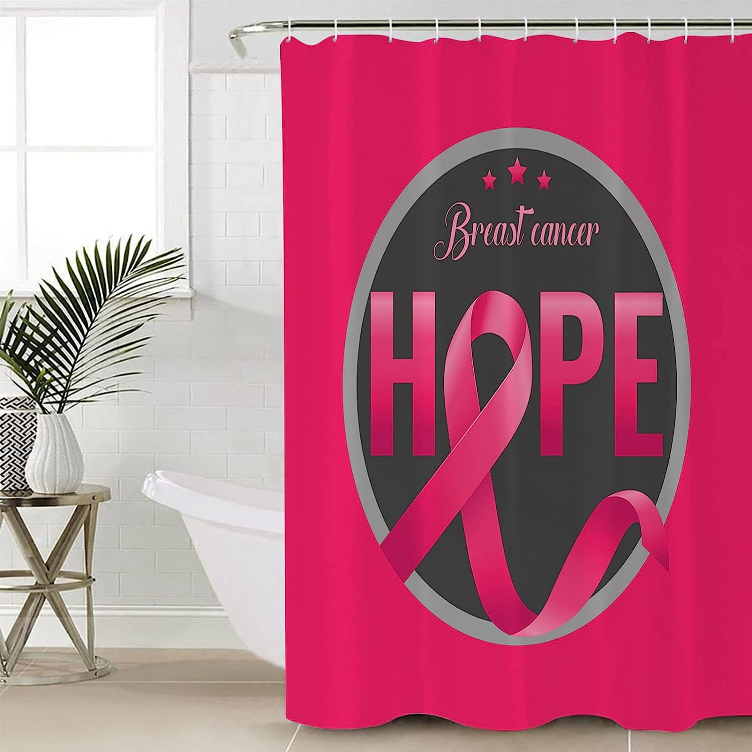 SPXUBZ Waterproof Shower Curtain Liner, Breast Cancer Shower Curtains