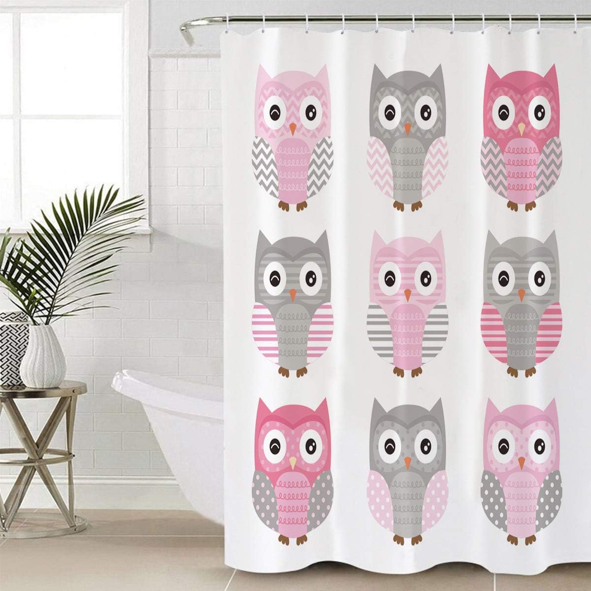 SPXUBZ Waterproof Shower Curtain Liner, Lovely Owl Cute Cartoon Shower