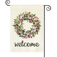 thumbnail image 1 of SPXUBZ Welcome Tulips and Lily Wreath Garden Flag Double Sided, Seasonal Spring Easter Mother's Day Yard Outdoor Flag 12x18 Inch, 1 of 7