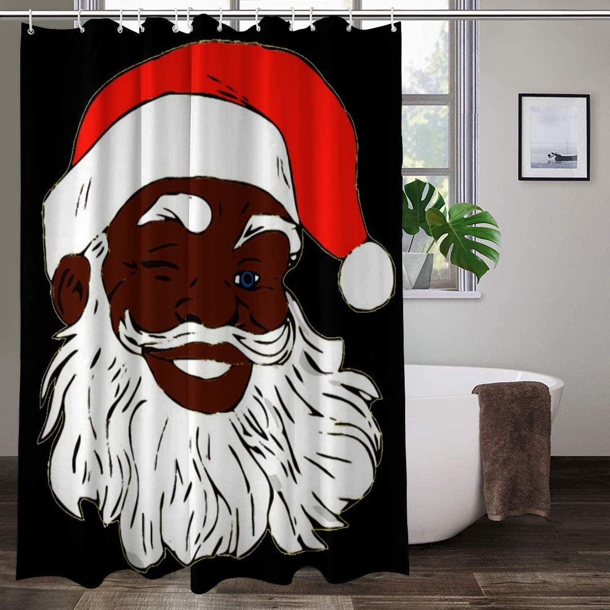 SPXUBZ Winking Black Santa Claus African American Christmas Waterproof