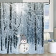 thumbnail image 1 of SPXUBZ Winter Forest Shower Curtain Snow Covered Forest Trees Pathway Nature Scene Shower Curtains for Bathroom Christmas Snowman Waterproof Machine Washable Bath Curtains 72x72 Inch, 1 of 5