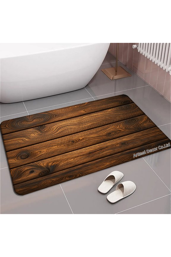 Wooden Plank Texture Pattern Design Non Slip Kitchen Mats Bathroom Rugs Floor Mats for Floor 31.5x20 inch