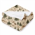thumbnail image 1 of SPXUBZ Woodland Deer Flannel Throw Blanket, Repeating Deer Evergreen Tree and Nature Pattern, Rustic Forest Lodge Design, Soft Cozy Lightweight Blanket for Sofa Couch Bed, 1 of 5