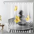thumbnail image 1 of SPXUBZ Zen Grey Stone Shower Curtain Yellow Orchid Flower with Butterfly Shower Curtain Set Sand Striped Shower Curtains for Bathroom Small Waterproof Washable Fabric with Hooks,72x72 inch, 1 of 5