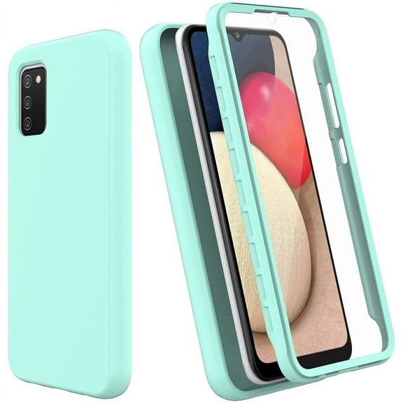 SPY CASE for Samsung Galaxy A02S Case with Built-in Screen Protector,Rugged PC Front Cover + Soft TPU Non-Slip Cover, Shockproof Full-Body Protective Case Cover - Teal