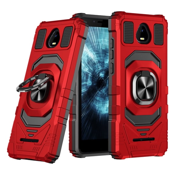 SPY CASE for Boost Mobile SCHOK Volt SV55 Case w/Tempered Glass Screen Protector Compatible with Car Mount Ring Kickstand Phone Case - Red