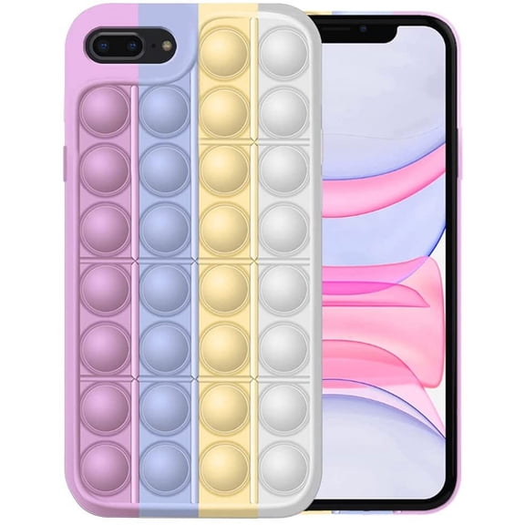 SPY CASE for iPhone SE 3 2022/iPhone SE 2 2020 / iPhone 6 6S 7 8 Phone Case Fidget Toys ,Push Pop Bubble Protective Cover Sensory Fidgets Toy Fidget PopS Anxiety Relief Autism - Pink White