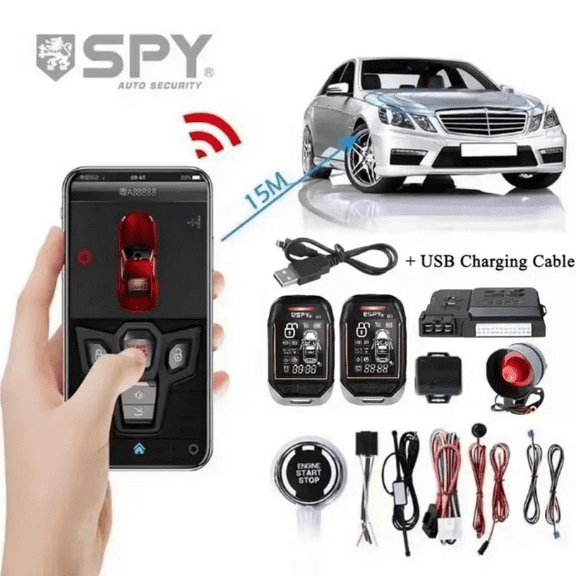 SPY Car anti-theft Device PKE One-click Start app Mobile phone control 1500-meter LCD vibration bidirectional remote control alarm
