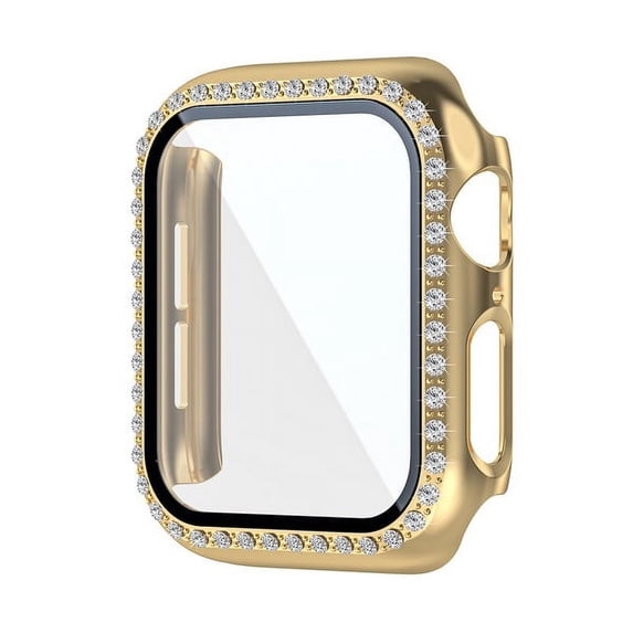 SPY Case For Apple Watch 45mm Series SE 8 7 Full Body Case with Protective Tempered Glass Screen Protector with Case - Gold