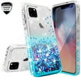 thumbnail image 1 of SPY Case for iPhone 11 Pro Liquid Glitter Phone Case Cover with Tempered Glass Screen Protector for Kids Girls Women - Teal/Clear, 1 of 5