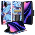 thumbnail image 1 of SPY Case for iPhone 12 Mini Wallet Case with Card Holder Magnetic Stand Book Flip Cover Shockproof Protection Case with Apple iPhone 12 / iPhone 12 Pro - Blue Butterfly, 1 of 5