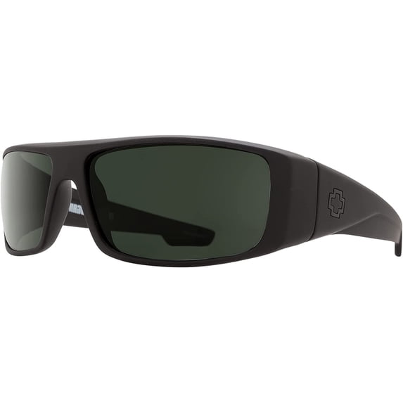 SPY Logan 670939973864 61MM Soft Matte Black / HD Plus Gray Green Polarized Rectangtle Sunglasses for Men for Women + FREE Complimentary Eyewear Kit