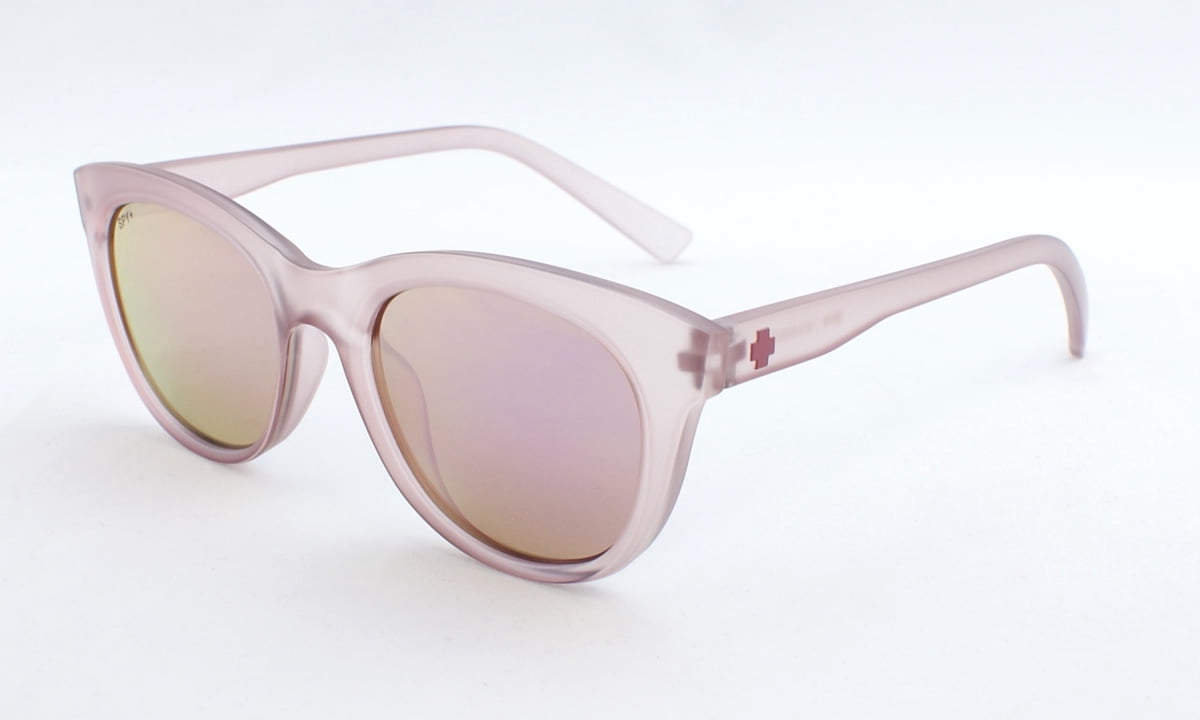 Spy Optic Boundless Medium-Large Sunglasses for Women (Matte Translucent Rose Frame and Bronze with Rose Quartz Spectra Mirror Lens)