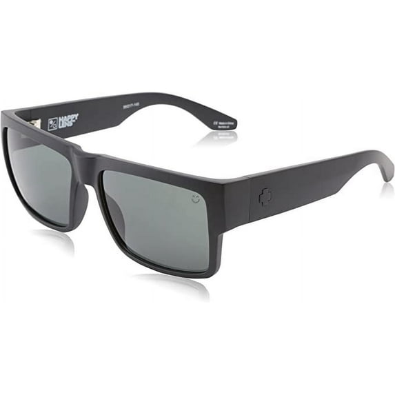 SPY Optic Cyrus, Square Sunglasses, Color and Contrast Enhancing Lenses, Matte Black - Happy Gray Green Lenses