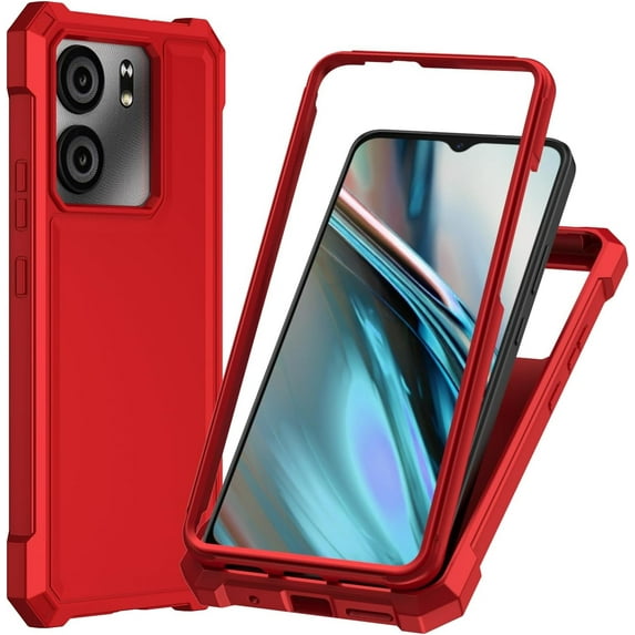 SPY CASE for BLU View 5 5G B160V Case with Screen Protector,BLU View 5 Phone Case Front Back Full Body Protective Soft TPU Military Grade Shockproof Cover - Red