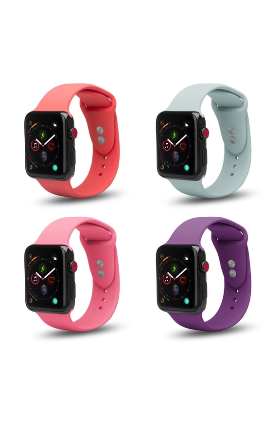 Apple Watch 42/44/45mm Soft Silicone Sport Loop Band, 4 Count