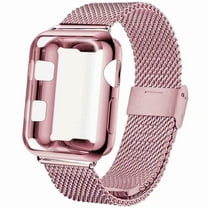 SPYCASE Apple Watch Band 45mm Milanese Band with Screen Protector Case for Apple Watch Series SE 8 7 - Pink