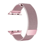 SPYCASE Compatible For Apple Watch Band 38mm, Stainless Steel Mesh Milanese Loop with Clear Hard Case for Apple Watch Series 3 2 1 (38mm Pink)