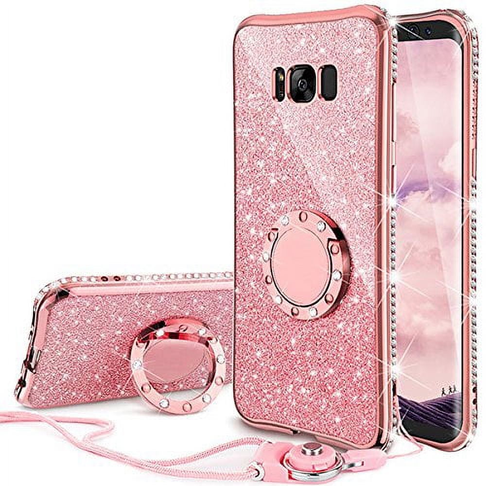 SPYCASE Glitter Rhinestone Kickstand Cell Phone Case for Samsung Galaxy S8 Plus, Rose Gold