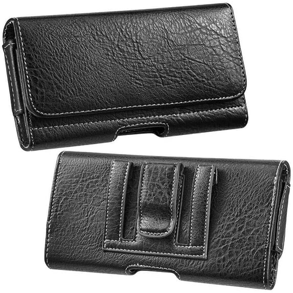 SPYCASE USA for Lively Jitterbug Smart 4/ TCL 40 XL/TCL 40T Holster Black Leather Carrying Cell Phone Holder Belt Clip Holster Case Pouch Compatible for Lively Jitterbug Smart4