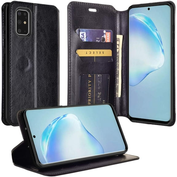 SPYCASECase for Galaxy S20 Plus/S20+ Case Flip Holster Pouch Cover [Kickstand] for Girls Women Wallet for Samsung Galaxy S20 Plus - Black