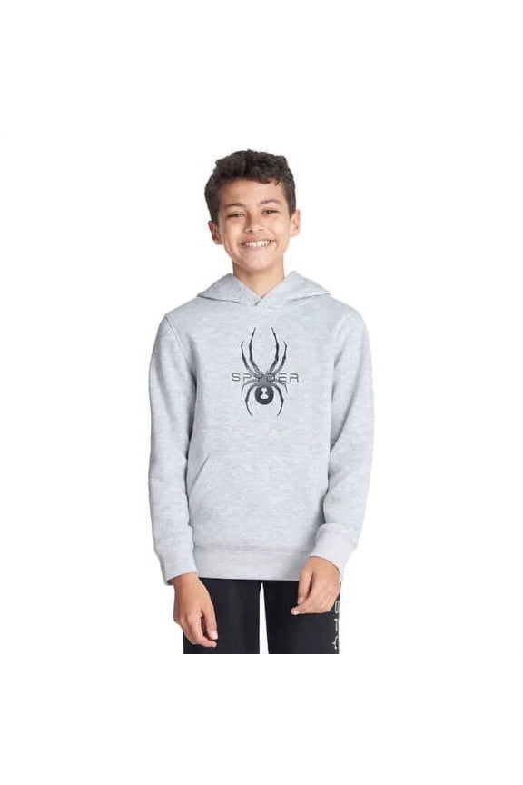 Boy's Fleece Lined Hoodie, Heather Gray Black Medium 10/12