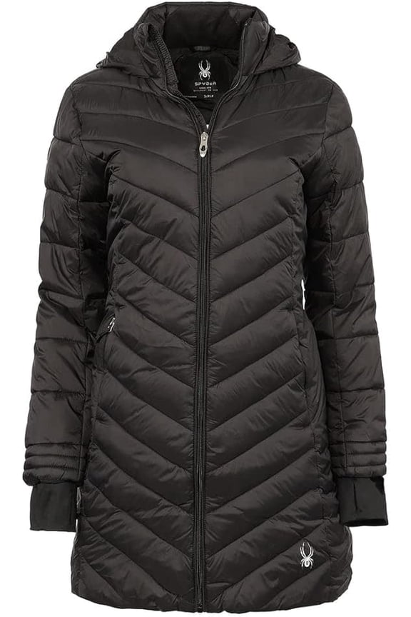 GIRLS' BOUNDLESS LONG PUFFER COAT, BLACK, MEDIUM