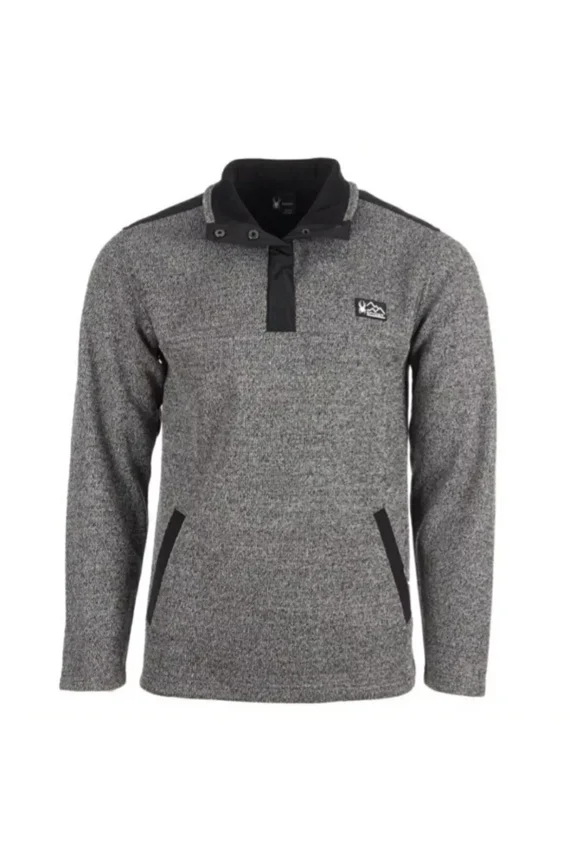 MEN'S PULLOVER FLEECE HENLEY BASE LAYER SIZE CHARCOAL HEATHER, SMALL