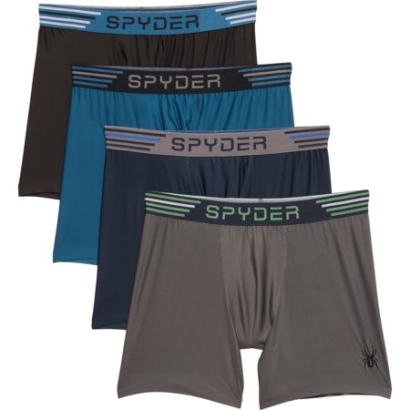 SPYDER MEN'S UNDERWEAR X4 - 253 BONDED TEAL MEDIUM - 4 PACK BOXER BRIEFS