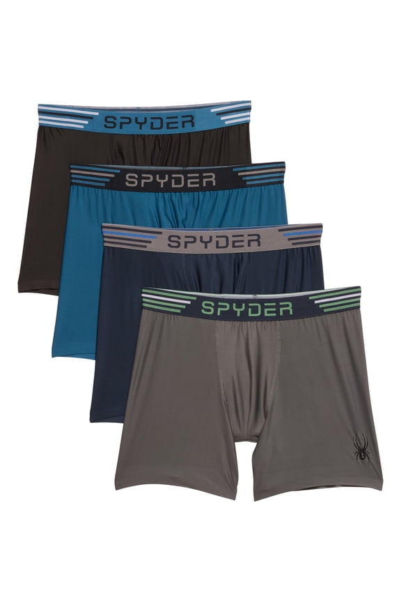 MEN'S UNDERWEAR X4 - 253 BONDED TEAL MEDIUM - 4 PACK BOXER BRIEFS