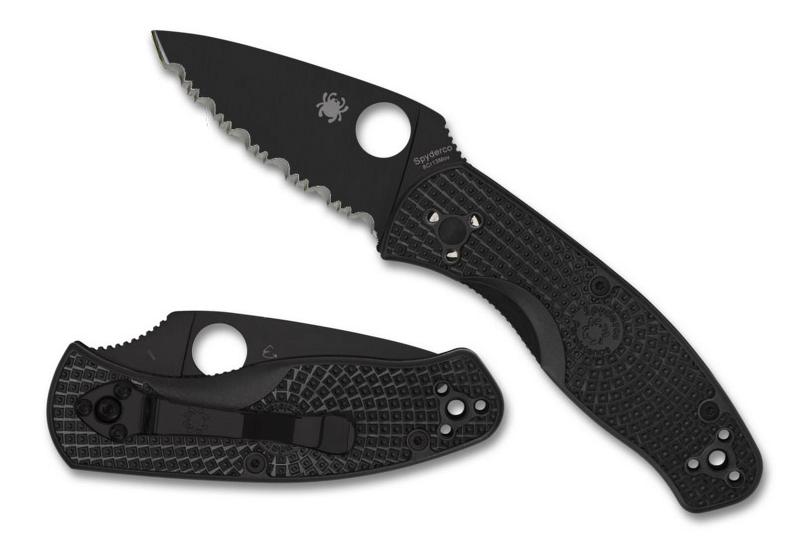 SPYDERCO Persistence Liner Lock Knife C136SBBK Serrated 8Cr13MoV Steel/Black FRN Pocket Knives