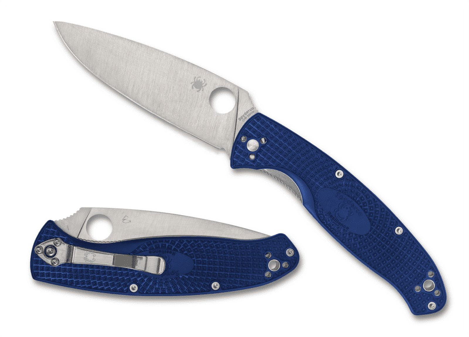 Spyderco Knives Spyderco Resilience Lightweight Folding Knife Blue FRN 4.25in Satin Plain Blade SPC142PBL