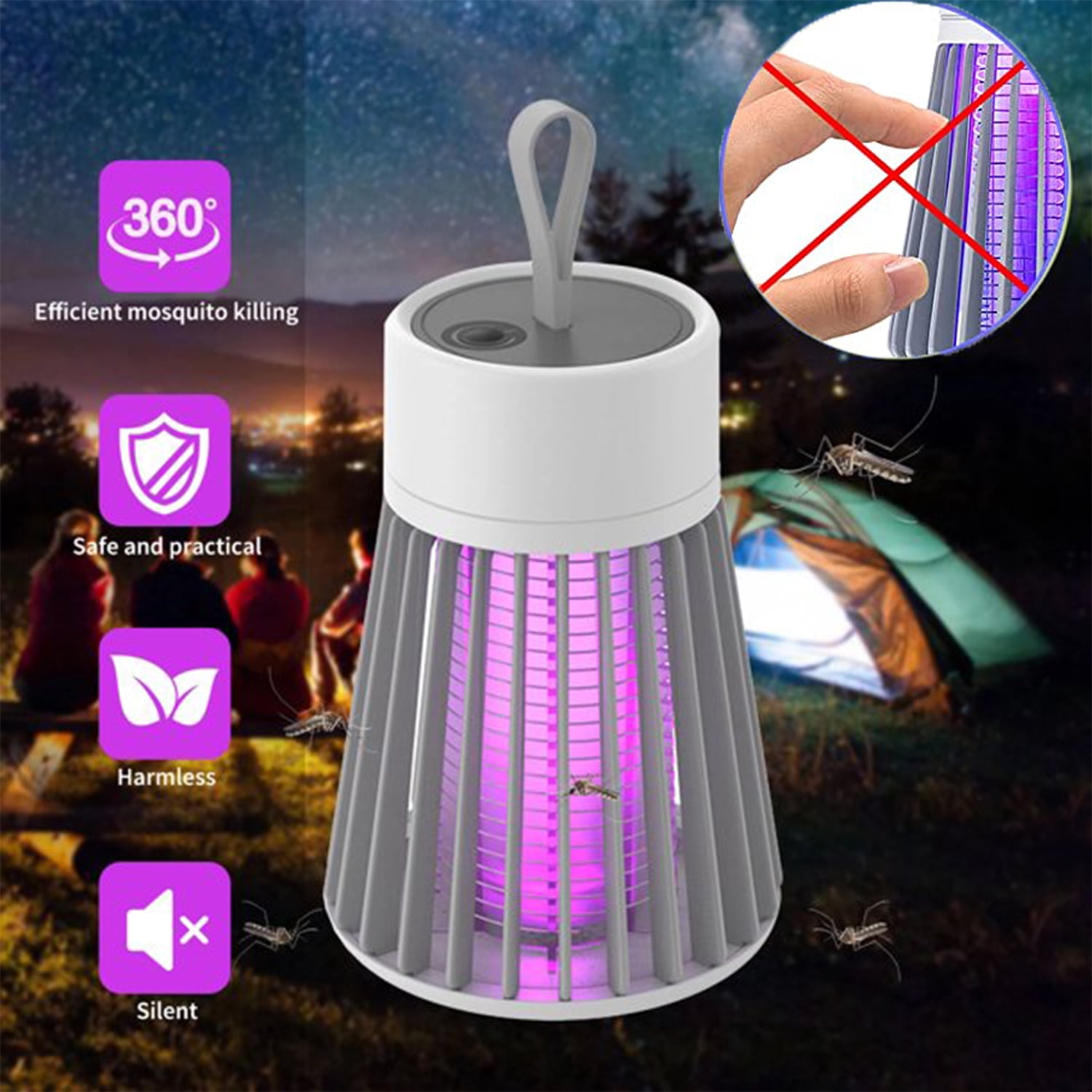 SPYKHLW Bug Zapper Outdoor, Electric Mosquito Repellent 3000V High Powered Pest Control, Rechargeable Insect Fly Trap for Home, Kitchen, Patio, Backyard