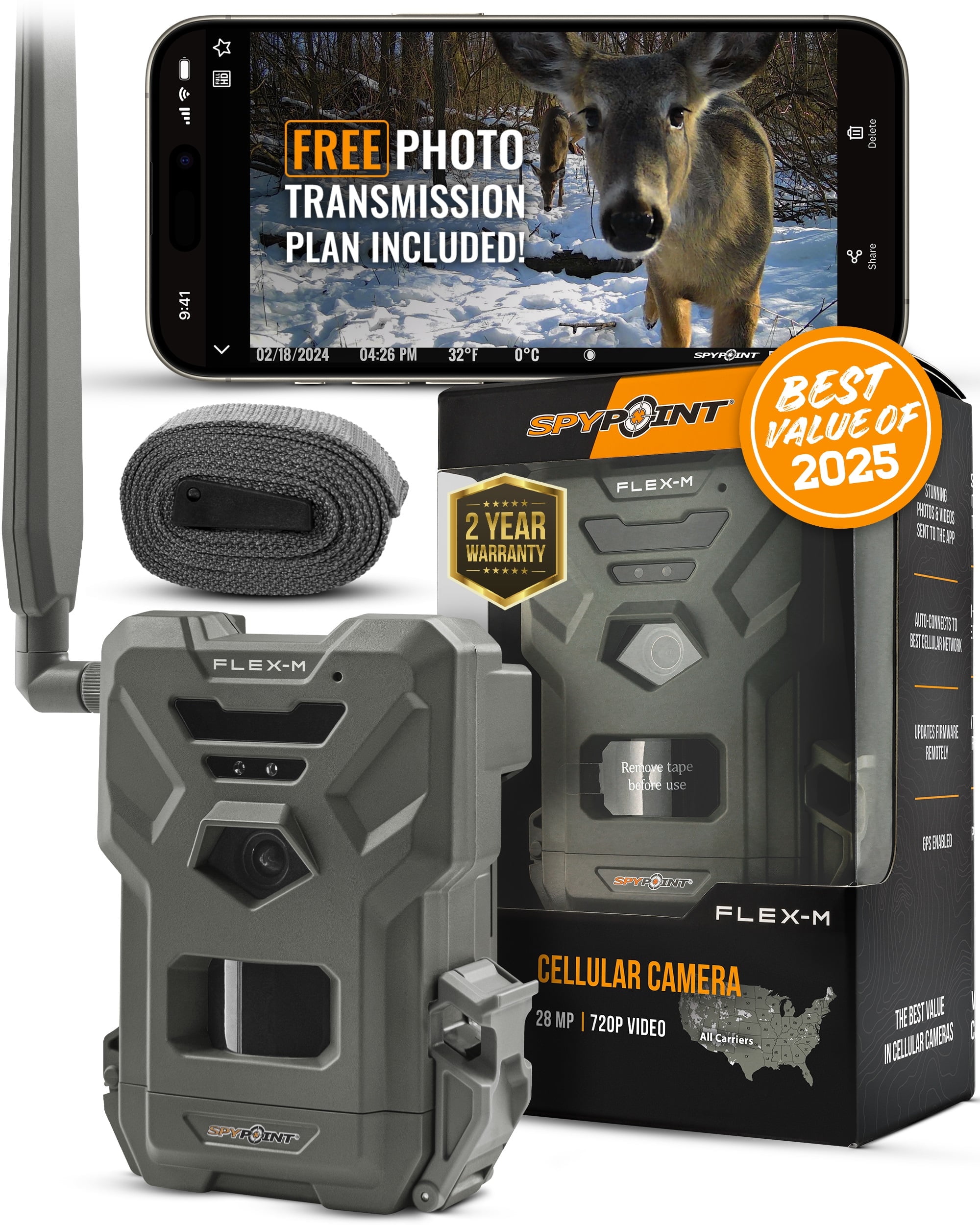 SPYPOINT FLEX-M Cellular Trail Camera with 28MP photos/720p Videos with Sound