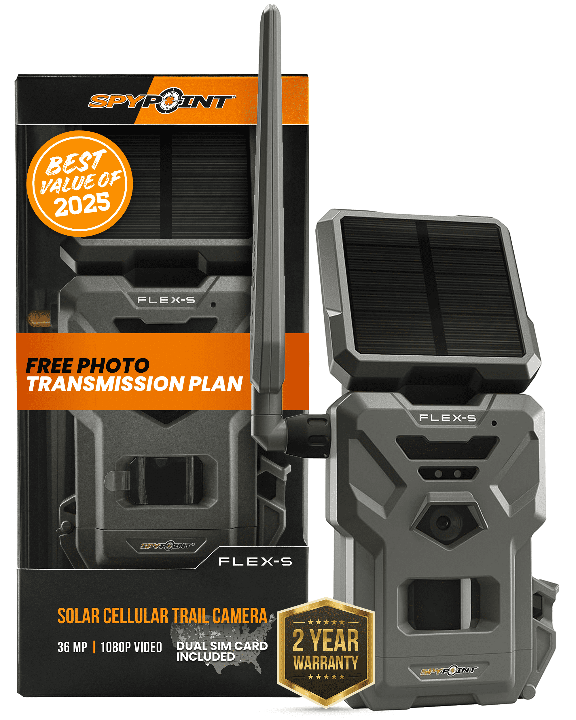 Free Shipping! SPYPOINT FLEX-S Camera with Solar Panel LTE Instant