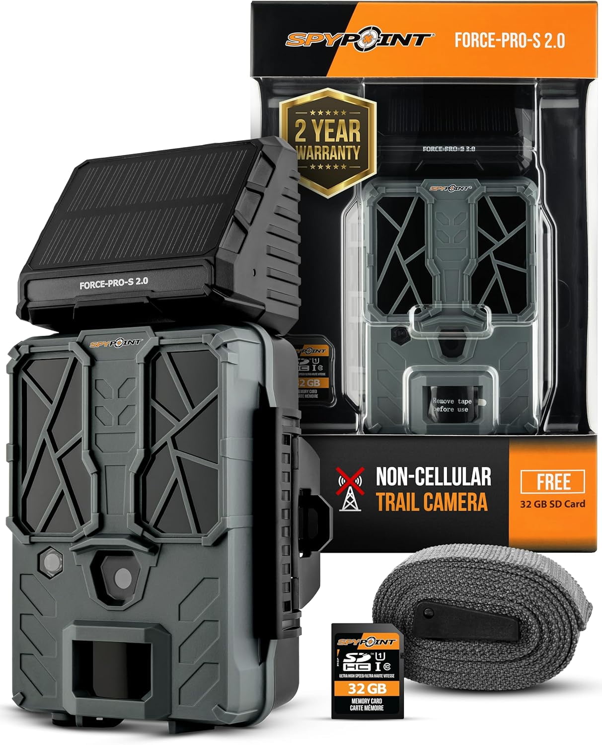 SPYPOINT Force-PRO-S 2.0 Solar Trail Camera, 4K Video, 48MP Photos, 0.2s Trigger, 110ft Range