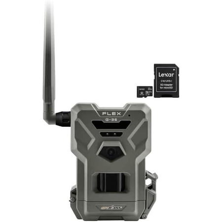 SPYPOINT Flex G-36 Cellular Trail Camera, 36MP Photos and 1080p Videos with Sound, GPS Enabled, Dual-Sim LTE Connectivity, 100' Flash & Detection Range with Lexar 32GB Micro SD Card