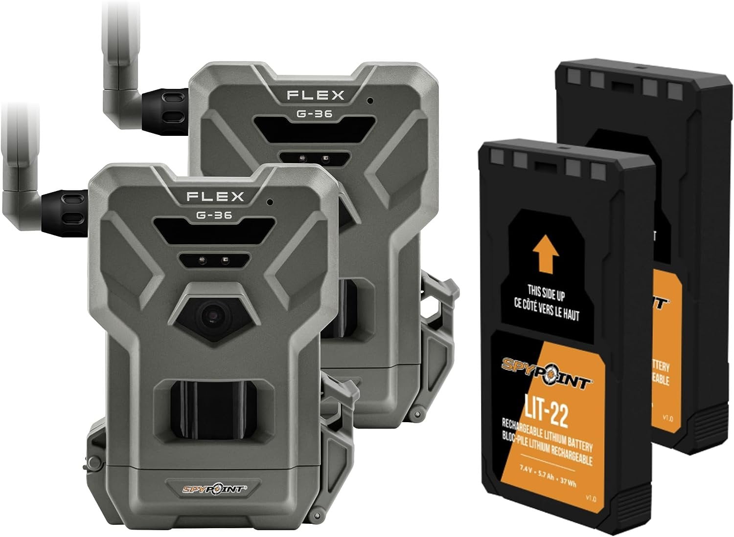 SPYPOINT Flex G36 Twin Pack Cellular Trail Camera, 36MP Photos and 1080p Videos with Sound, GPS
