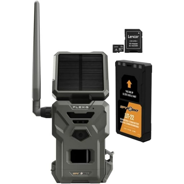 SPYPOINT FlexS Solar Cellular Trail Camera, Integrated Solar Panel