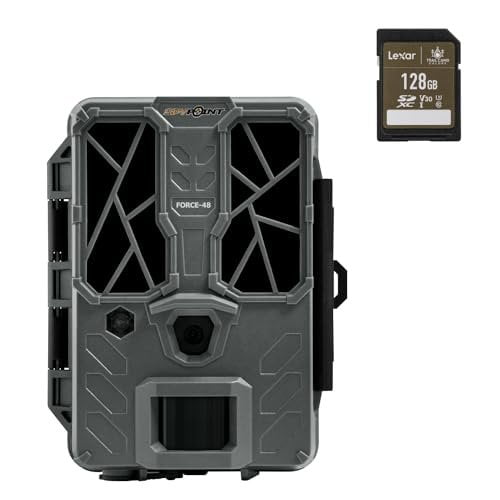 SPYPOINT Force 48 Trail Camera 48MP Photo 720p Video w/ 48 Low-Glow LEDs for Image Quality, 80 Flash Range, 80 Detection Range, LCD Setup Screen  Non-Cell Cameras for Hunting + 128 GB SD Card